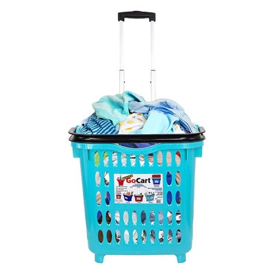 Plastic Rolling Laundry Basket with Handles