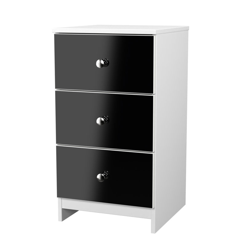 Sylvera 37cm W Manufactured Wood Bedside Table, Black/White