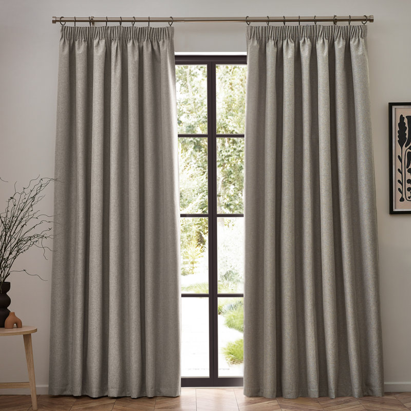 Dawn 100% Blackout Pencil Pleat Curtains, 229cm x 229cm , Linen