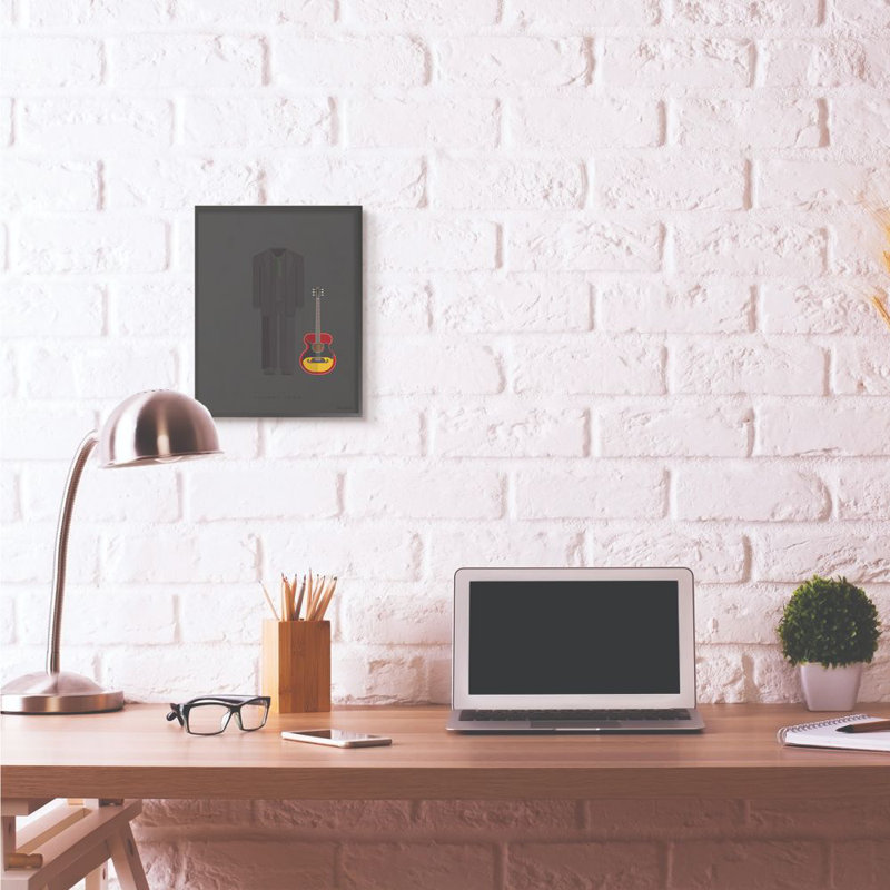 «Johnny Cash Famous People Char design Fashion», impression sur toile, Giclée encadrée noir minuit