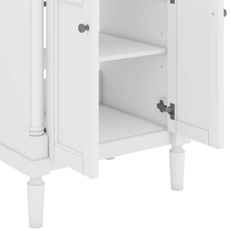 Meuble-lavabo chic 24 po avec lavabo sur le dessus et armoire de rangement à 2 niveaux, Blanc, Gris
