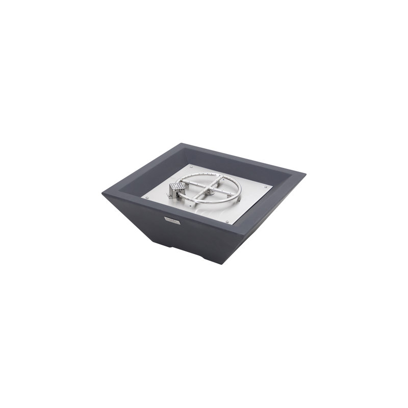 Rockland 27" Square Concrete Fire Pit Bowl, Dark Gray, Natural Gas