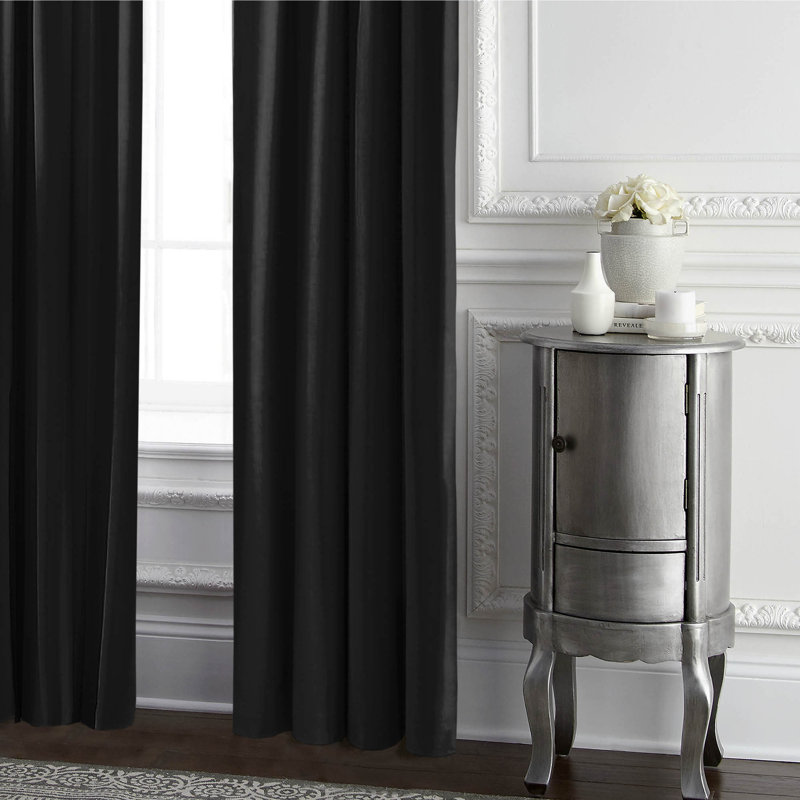 Velvet Room Darkening Curtain Pair, 50" x 120" , Black