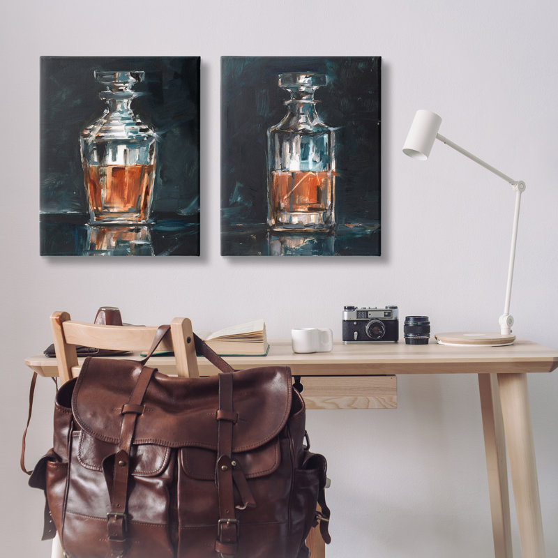 Abstract Whiskey Decanters 2 PC Canvas Wall Art Set by Ethan Harper, 30" H x 24" W