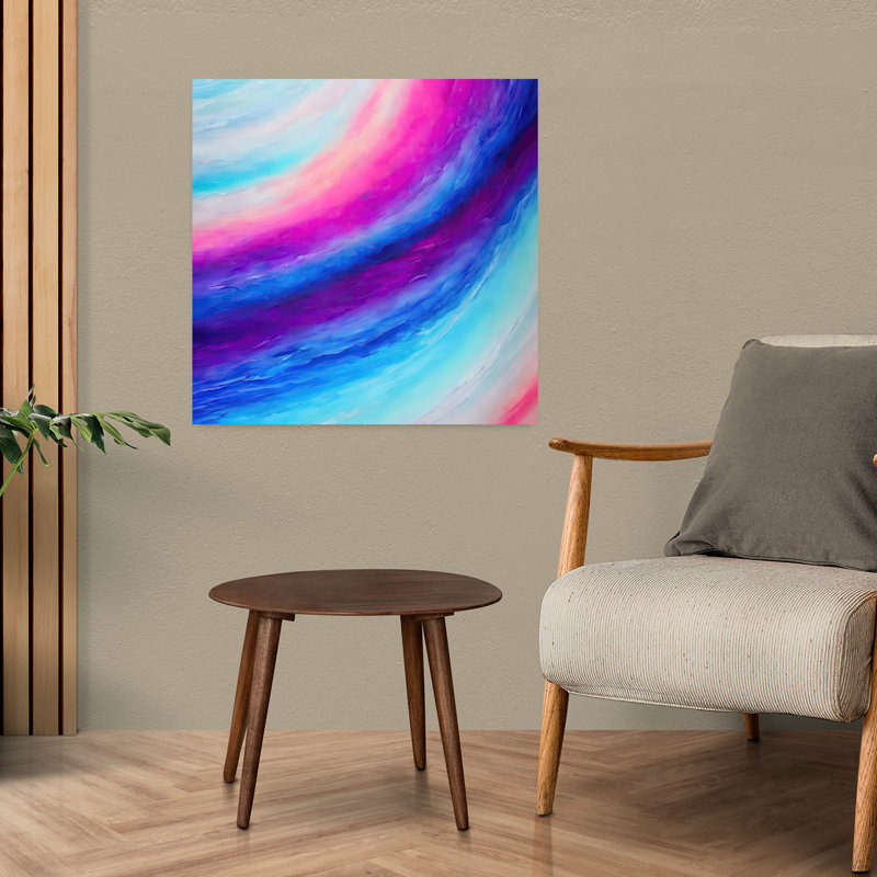 Art contemporain abstrait, paysage audacieux et coloré, H 24 po x l 24 po