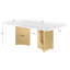 Grand White Marble Dining Set With Leathaire Side Chairs-2062286490-2062286493