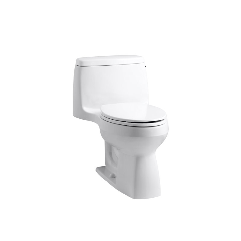 Kohler Santa Rosa Comfort Height One-Piece Compact Elongated 1.28 GPF Toilet with AquaPiston Flush Technology and Right-Hand Trip Lever
