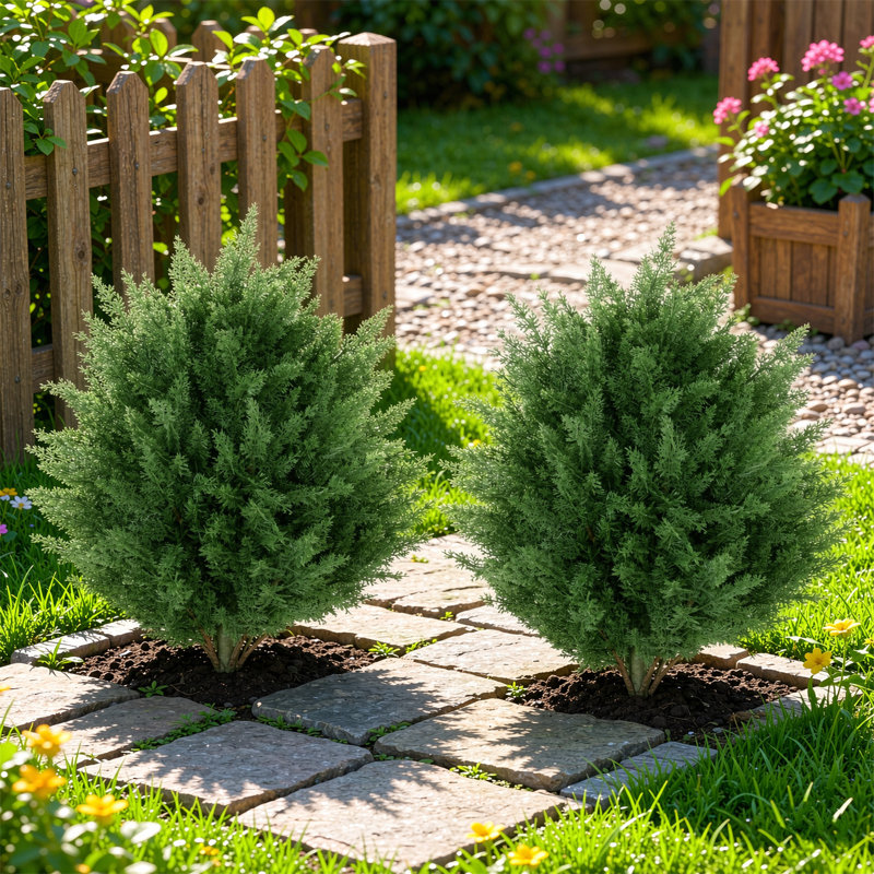 Set of 2 artificial cypress tree with ground stake
