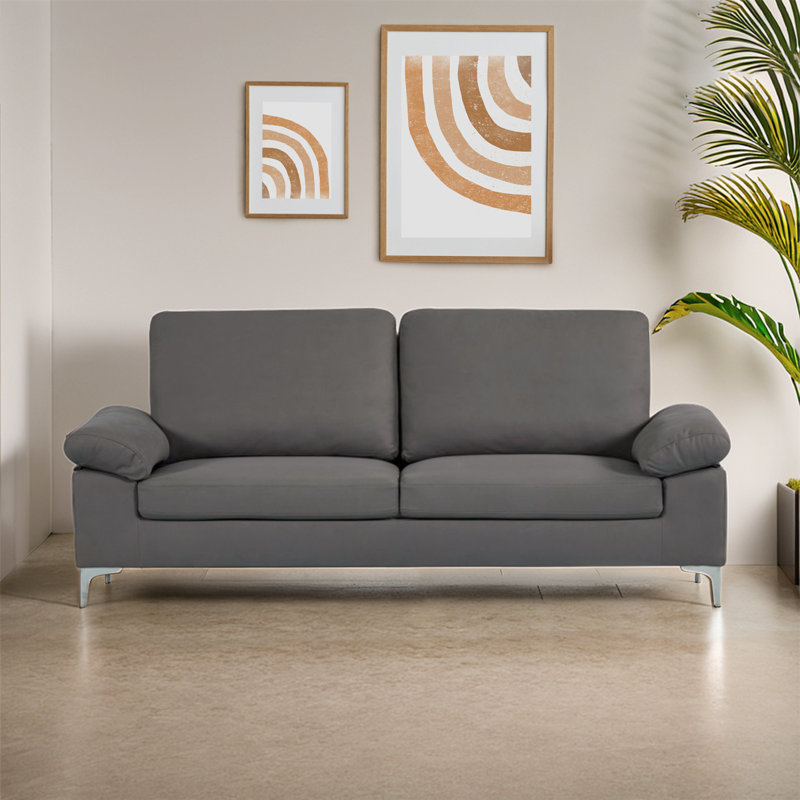 Modern Sofa 3 and 2 Seaters Set Fabric with Chrome Feet - Comfortable Couch with Cushion for Living Room, Bedroom or Office