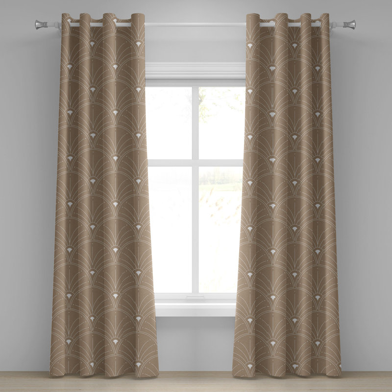 Satin Semi Sheer Curtain Pair, 50" W x 120" L, Pale Brown/White