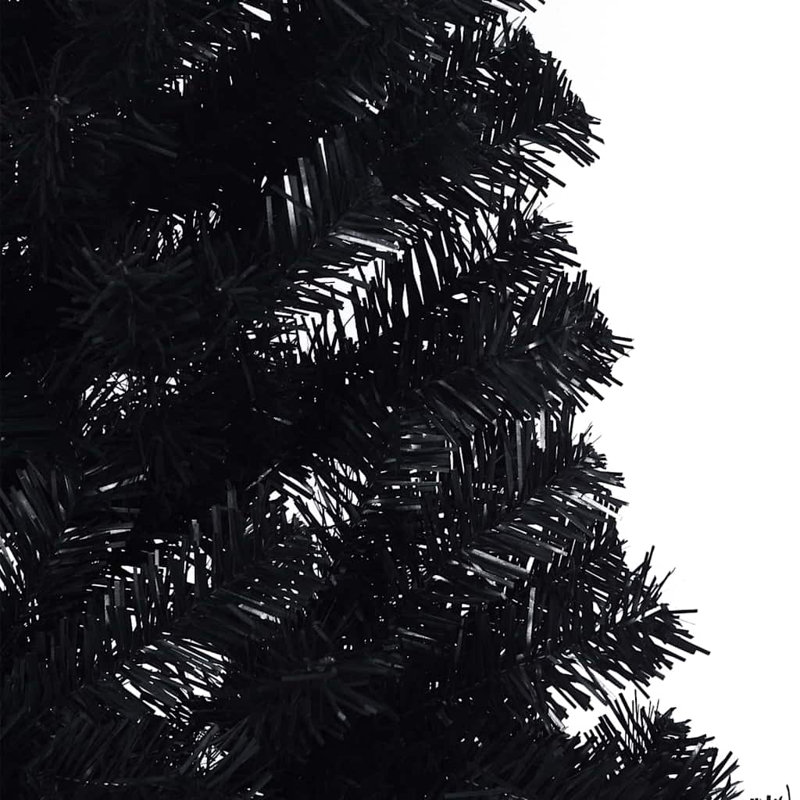 6.89' H Lighted Artificial Christmas Tree, Black, 210 cm, with 120 White Balls