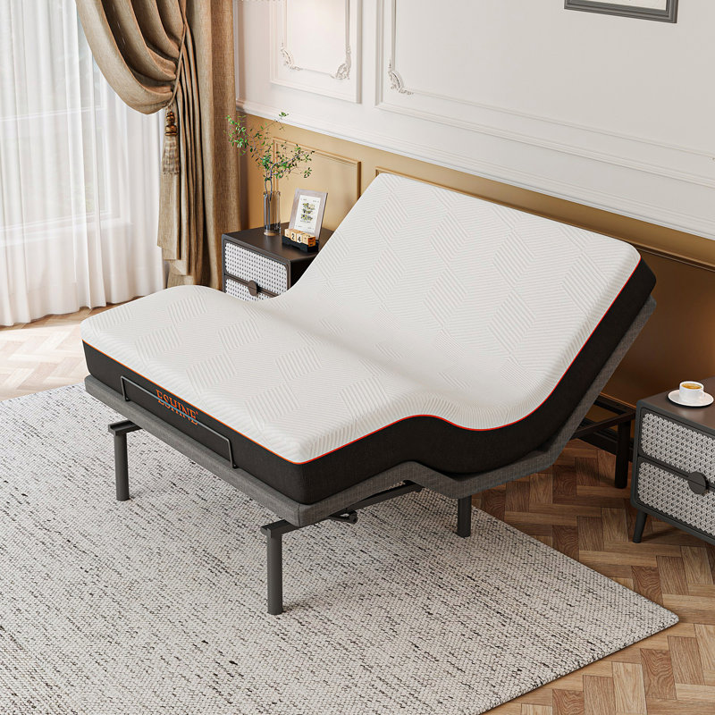 Grand lit ajustable avec matelas en mousse à mémoire de forme de 10 po, massage, gravité zéro, télécommande sans fil et contrôle des applications