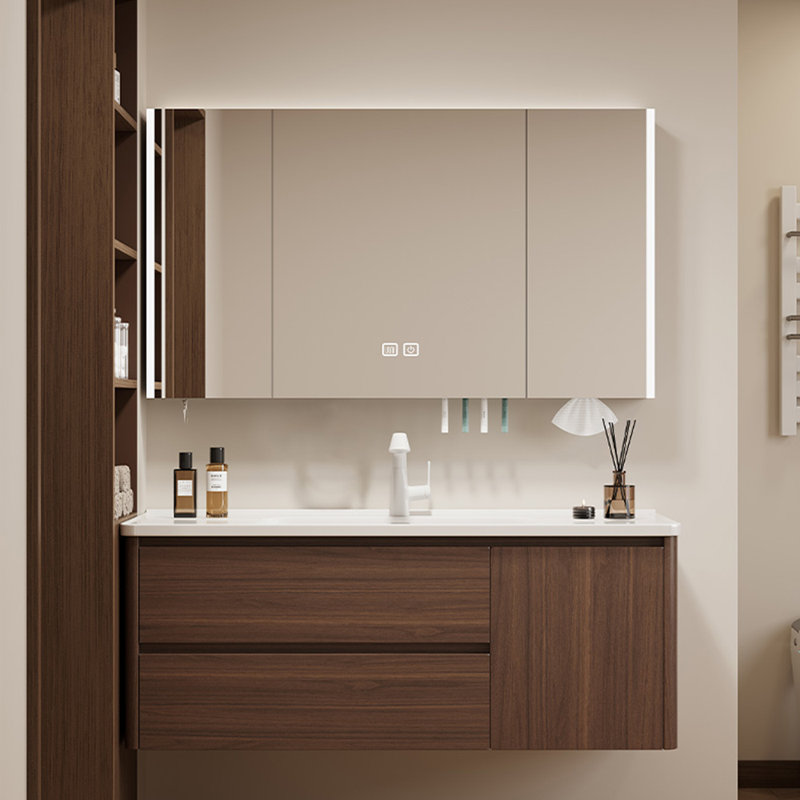 Armoire de salle de bain rétro, 47.64", Marron foncé