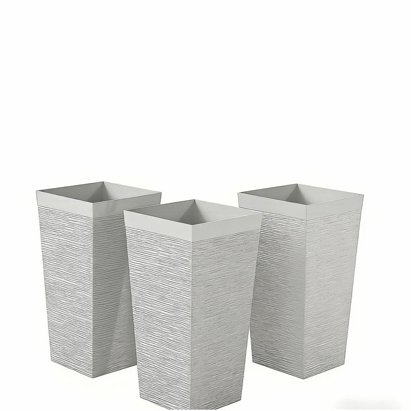 Ensemble de 3 jardinières empilables et effilées, H 23 po x l 12 po x P 12 po, Blanc