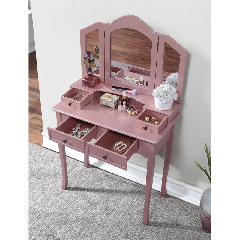 Ensemble coiffeuse et tabouret en bois