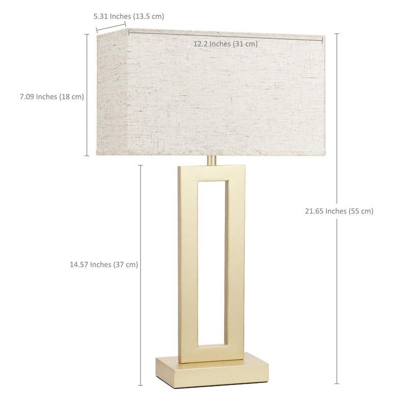 22'' Golden Modern Metal Table Lamp with Touch Control and USB A&C