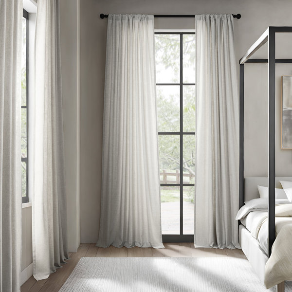 Latitude Run® Farmbry Simply Faux Linen Curtains Pair - 2 Panels ...