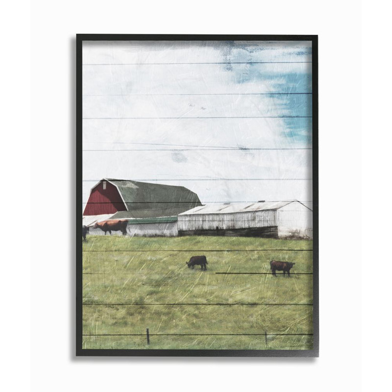 «Farm Landscape», peinture, Giclée encadrée noir minuit, H 14 po x l 11 po x P 1,5 po