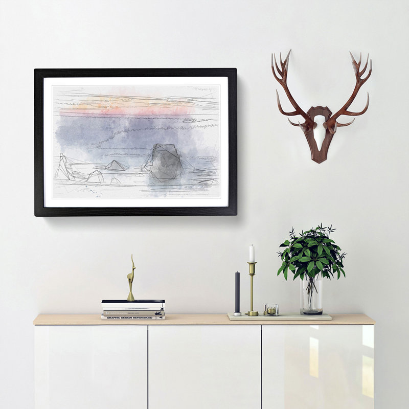 Beach in Bandon - Picture Frame Painting Print, 40cm H x 60cm W x 2cm D, Black Framed