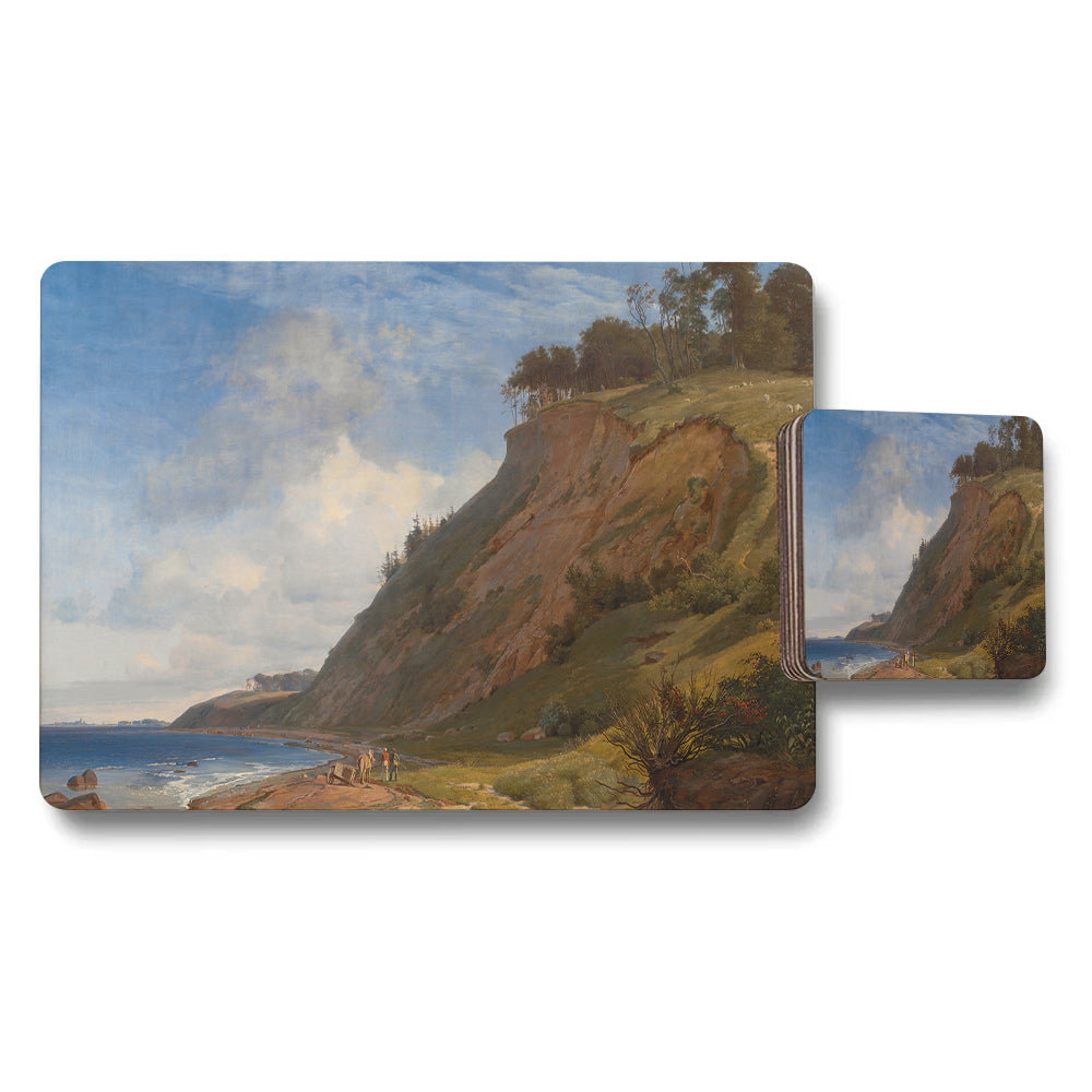 Coastal Cliff Landscape Placemat And Coaster Set For Dining