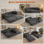 Canapé-lit convertible de 200 cm avec 4 coussins, canapé modulable à assise profonde pour salon ou appartement, gris foncé-292906128