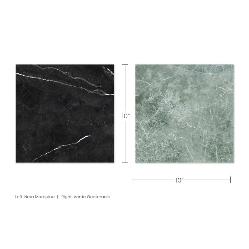 Tavari Checkerboard 10X10 Marquina And Verde, Green/Black