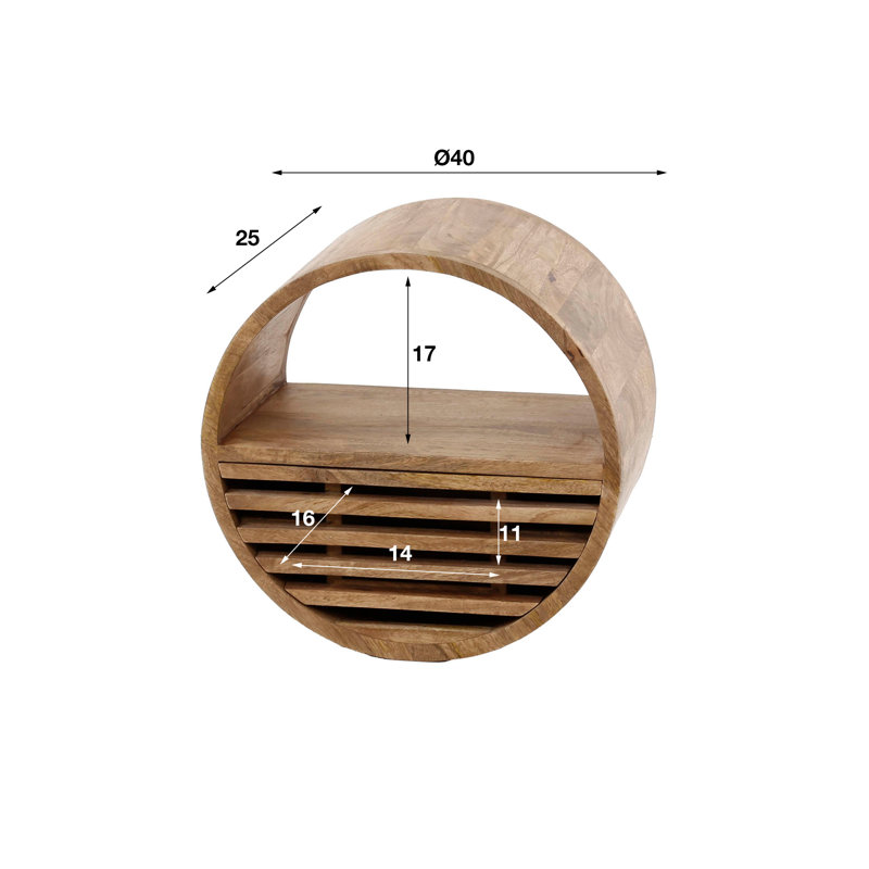Livorno Round Solid Wood Floating Shelf, 40cm H x 40cm W x 25cm D