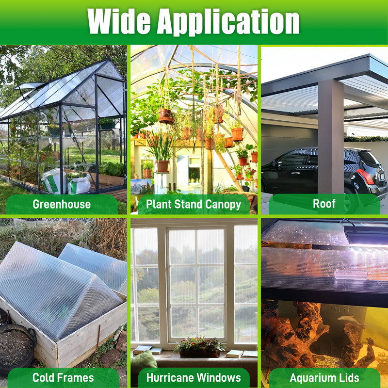 15 Pack 4'×2'×0.24'' Twin-Wall Polycarbonate Greenhouse Panels