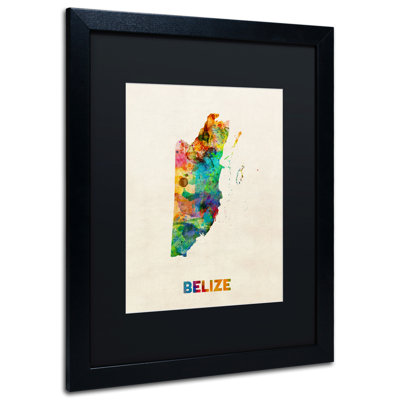 « belize aquarelle map », impression encadrée sur toile