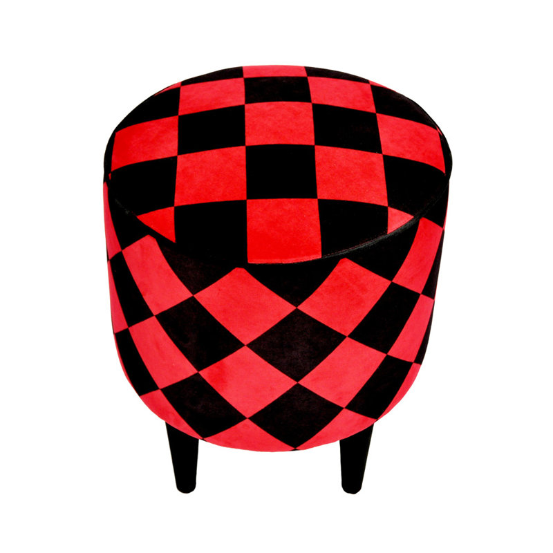 Manufactured Wood Accent Stool, Red and black