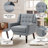 Gillermina Upholstered Gray Linen Blend Button Tufted Square Arm Loveseat-367076781