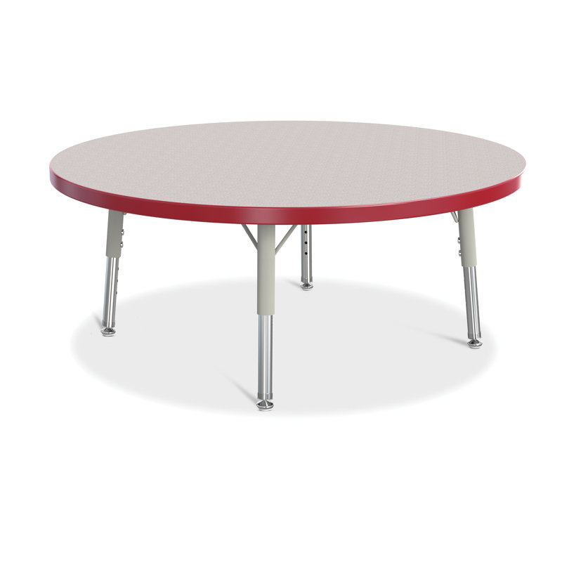 Adjustable Height Round Activity Table with Red Edge