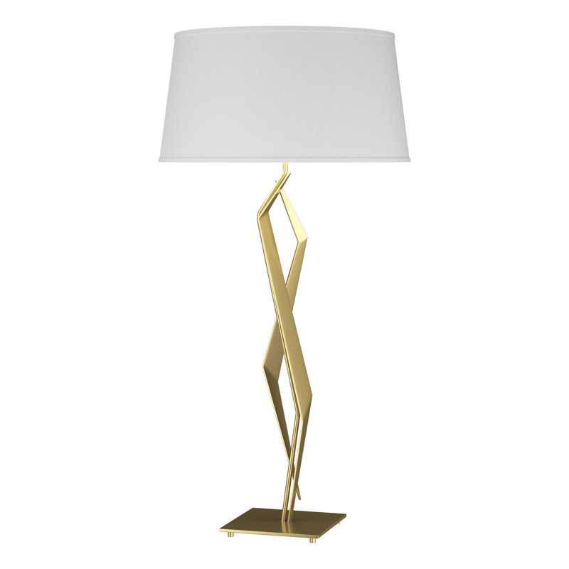 Facet 33.7" Standard Table Lamp, Natural Anna, Modern Brass