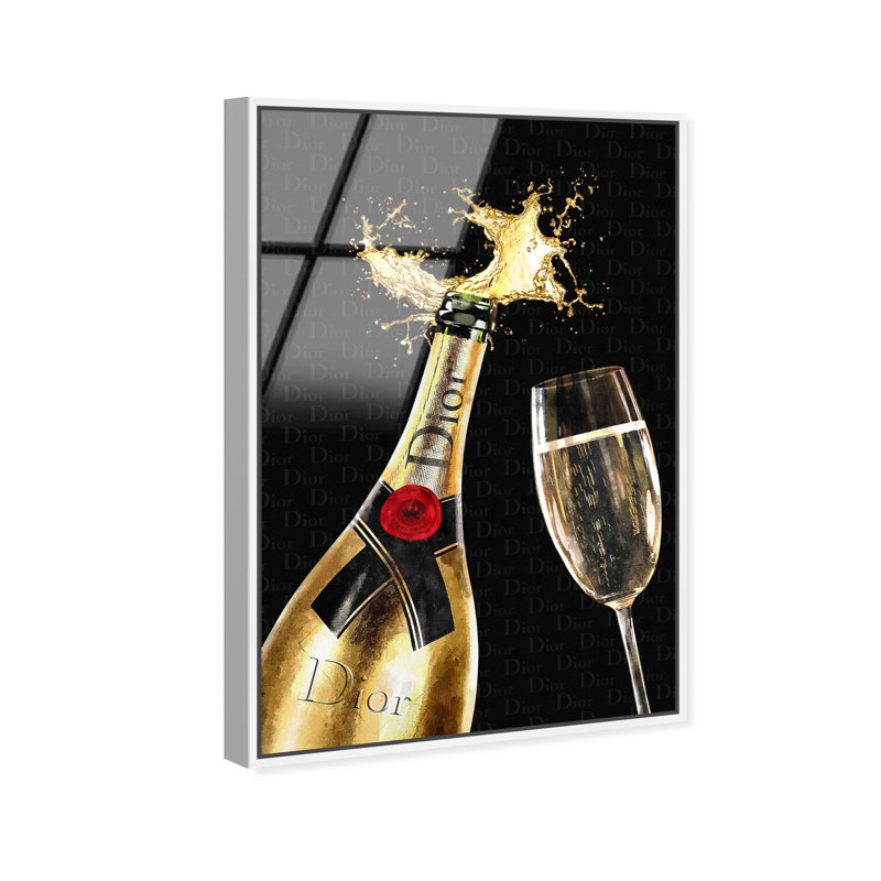 Oliver Gal Sip in Style Glam & Bar - Framed Acrylic Glass Wall Art, 46" H x 31" W, White