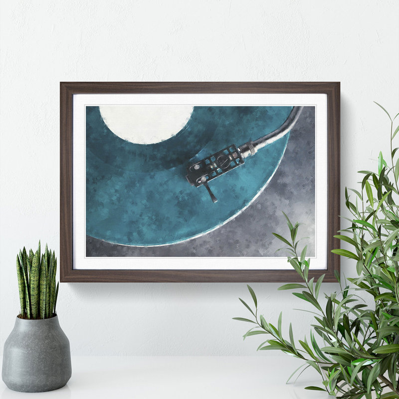 The Record Player Needle - Picture Frame Painting Print, 45cm H x 63cm W x 2cm D, Walnut Framed