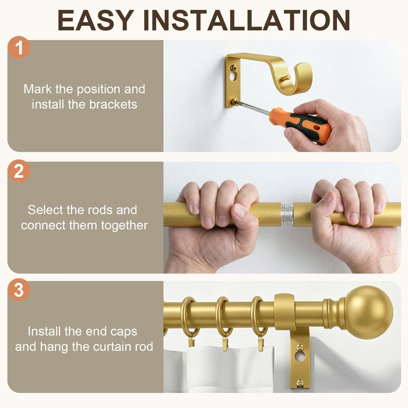 Modern Gold Curtain Rods for Windows