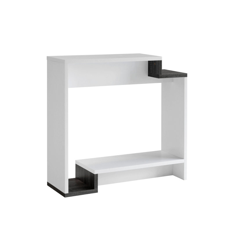 Contemporary Console Table With Two Open Shelves - White & Grey