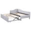Lit de jour simple tapissier en L rembourré en forme de L avec lit gigogne, gris
