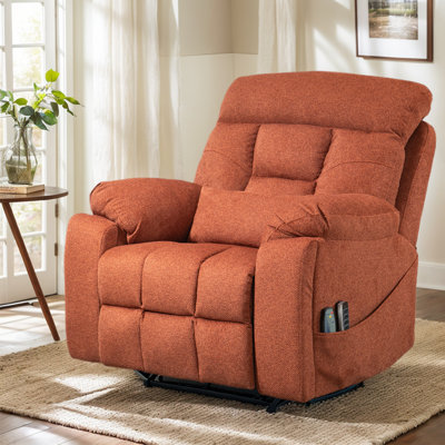 4 OKIN Motors Lay Flat Power Lift Recliner Chair with Heat & Massage, Electric Sofa, Cup Holders