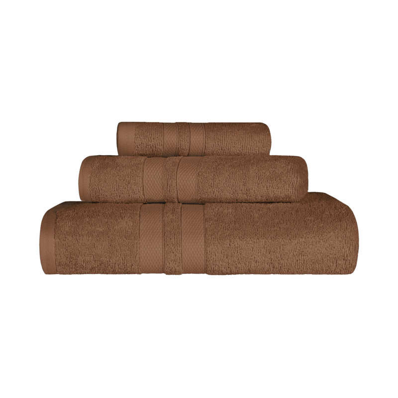 Ensemble de serviettes 3 pièces 100% coton Charie, Chocolat