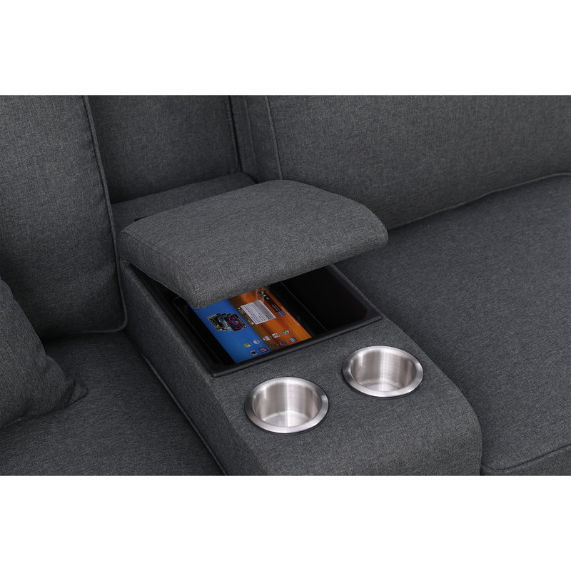 Canapé modulaire avec repose-pieds 9 pièces Eric, Gris foncé