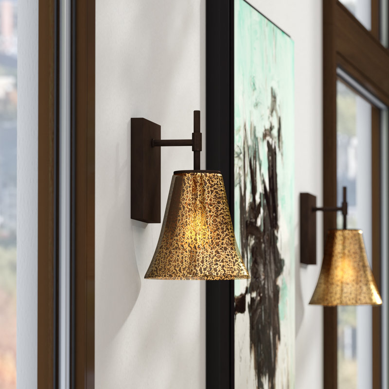 Helam LED Armed Sconce, Polished Chrome, Mercury Glass