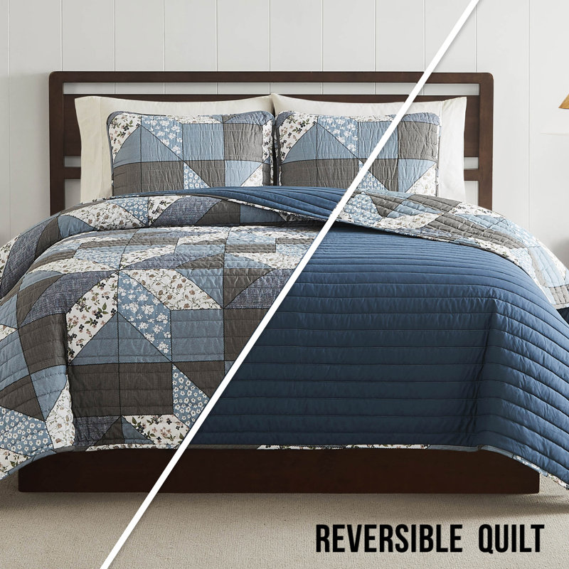 Lucky Brand Jianna Patchwork Reversible Quilt Set, Full/Queen