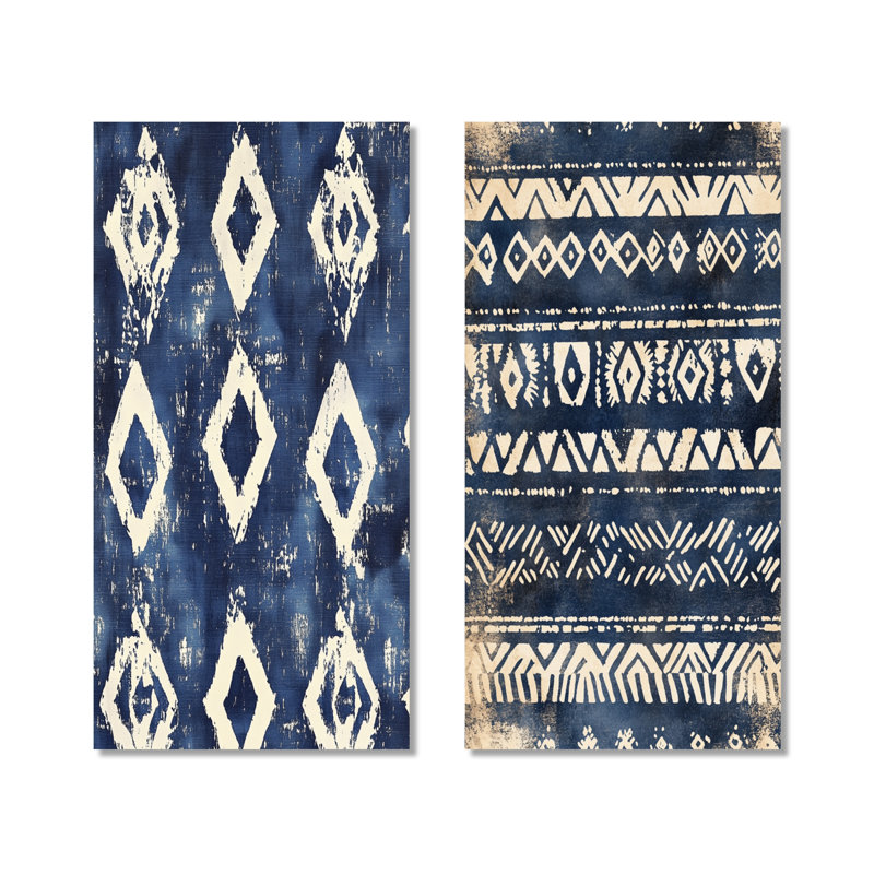 Indigo Tribal Motif II - ensemble de 2 décorations murales en métal, 40" H x 40" W