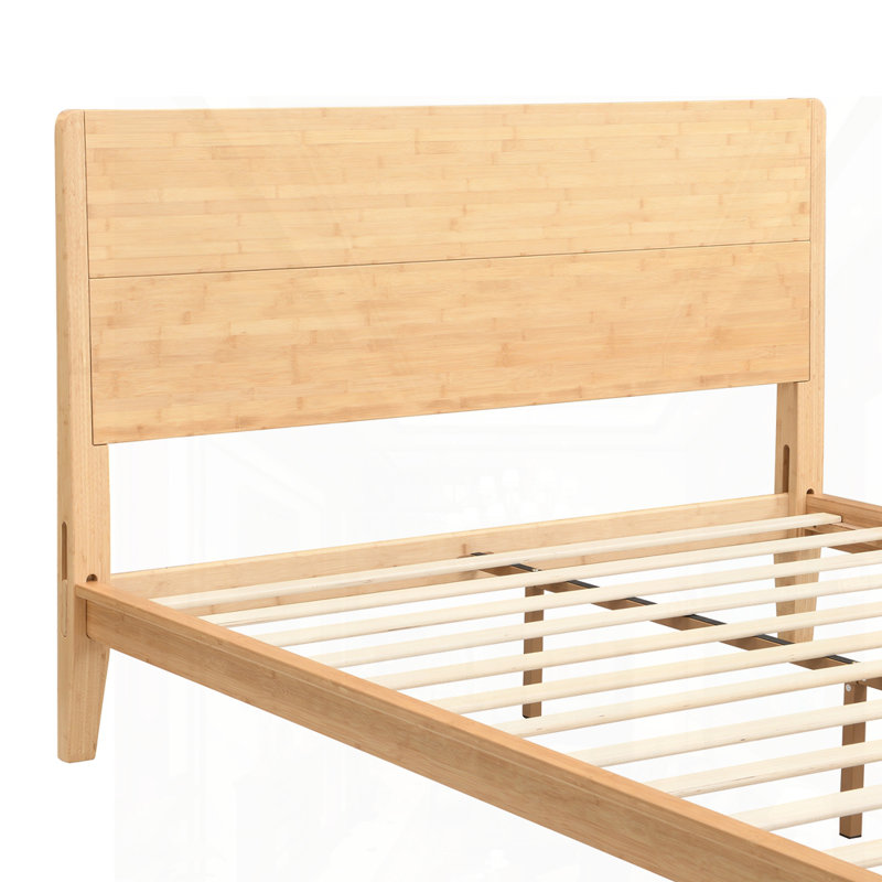 Lit plateforme en bois de bambou, Naturel, Double