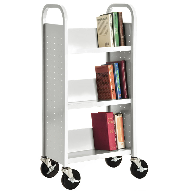Fortress 46'' H x 32'' W Book Cart with Wheels, Black, 46.5" H x 17" W x 13" D