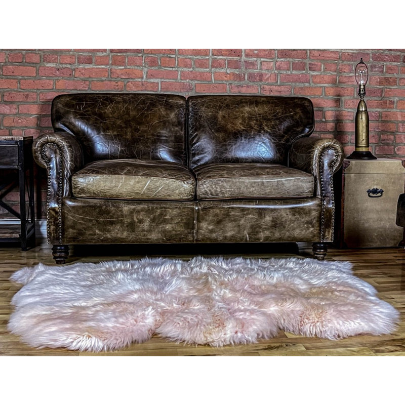Tapis rose en peau de mouton naturel 3 pi x 5 pi