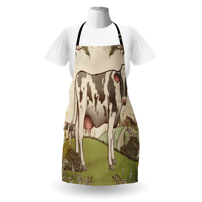 East Urban Home Farm Animal Apron Unisex Dairy Cattle Farmland Adult Size Multicolor