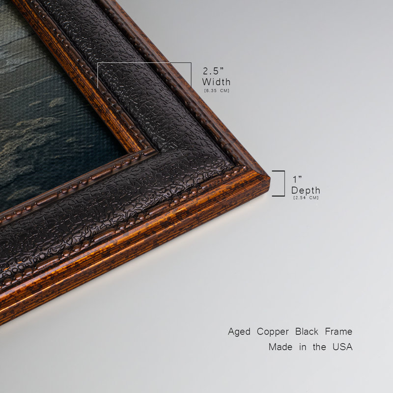 " Harbor Point ", 25" H x 45" W x 2.5" D, Walnut with Gold Trim Frame