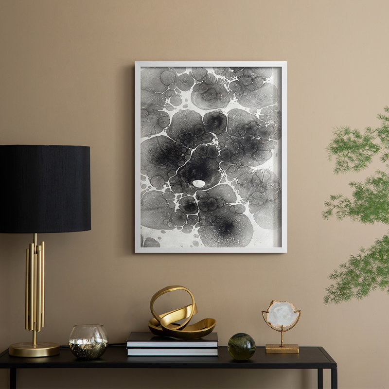 Marbré, reproduction encadrée en bois massif, H 15 po x l 9 po, Blanc